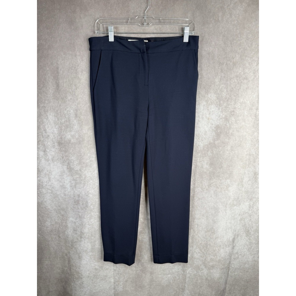 Diane Von Furstenberg Flat Front Ankle Cropped Trousers In Navy Blue Size 6